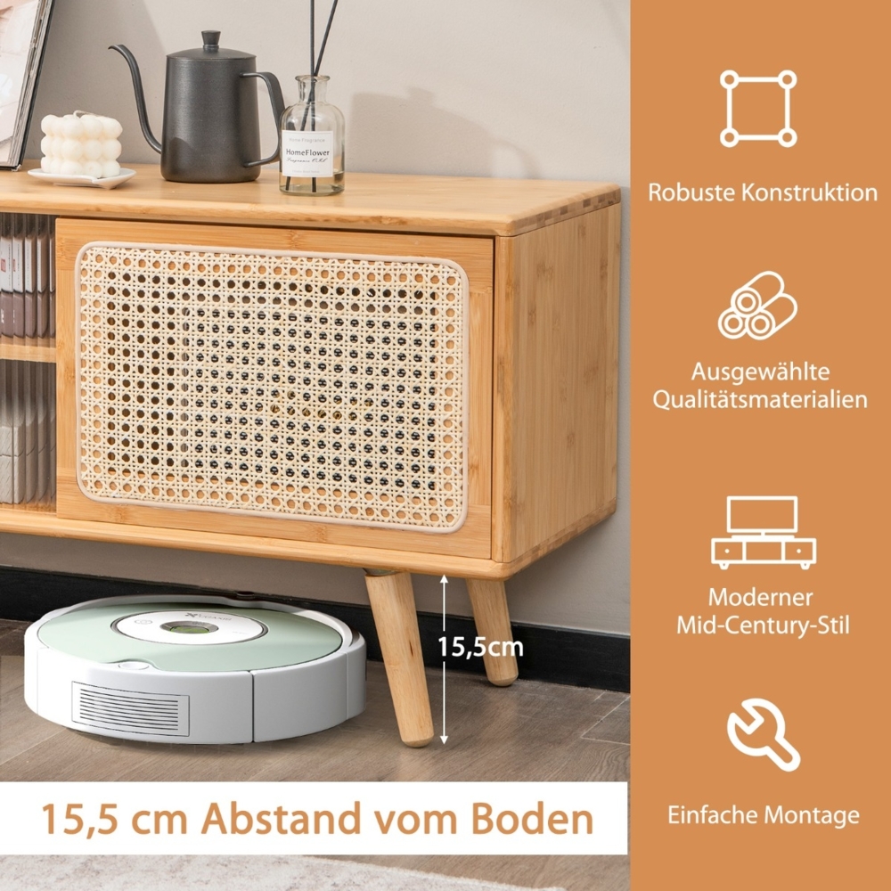 TV-Schrank Moderner TV-Ständer für Fernseher bis 55 Zoll 120,5 x 31 x 45,5 cm Natur Bild 1