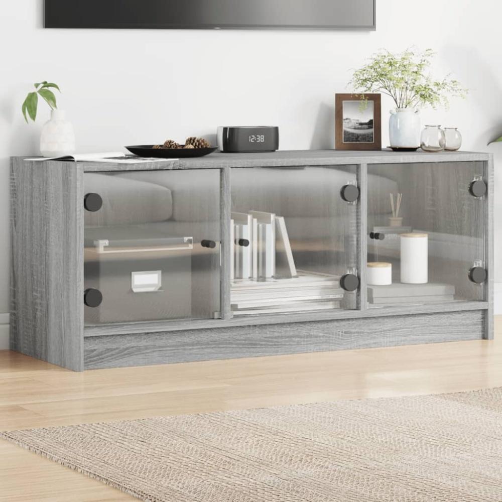 vidaXL TV-Schrank mit Glastüren Grau Sonoma 102x37x42 cm 836411 Bild 1