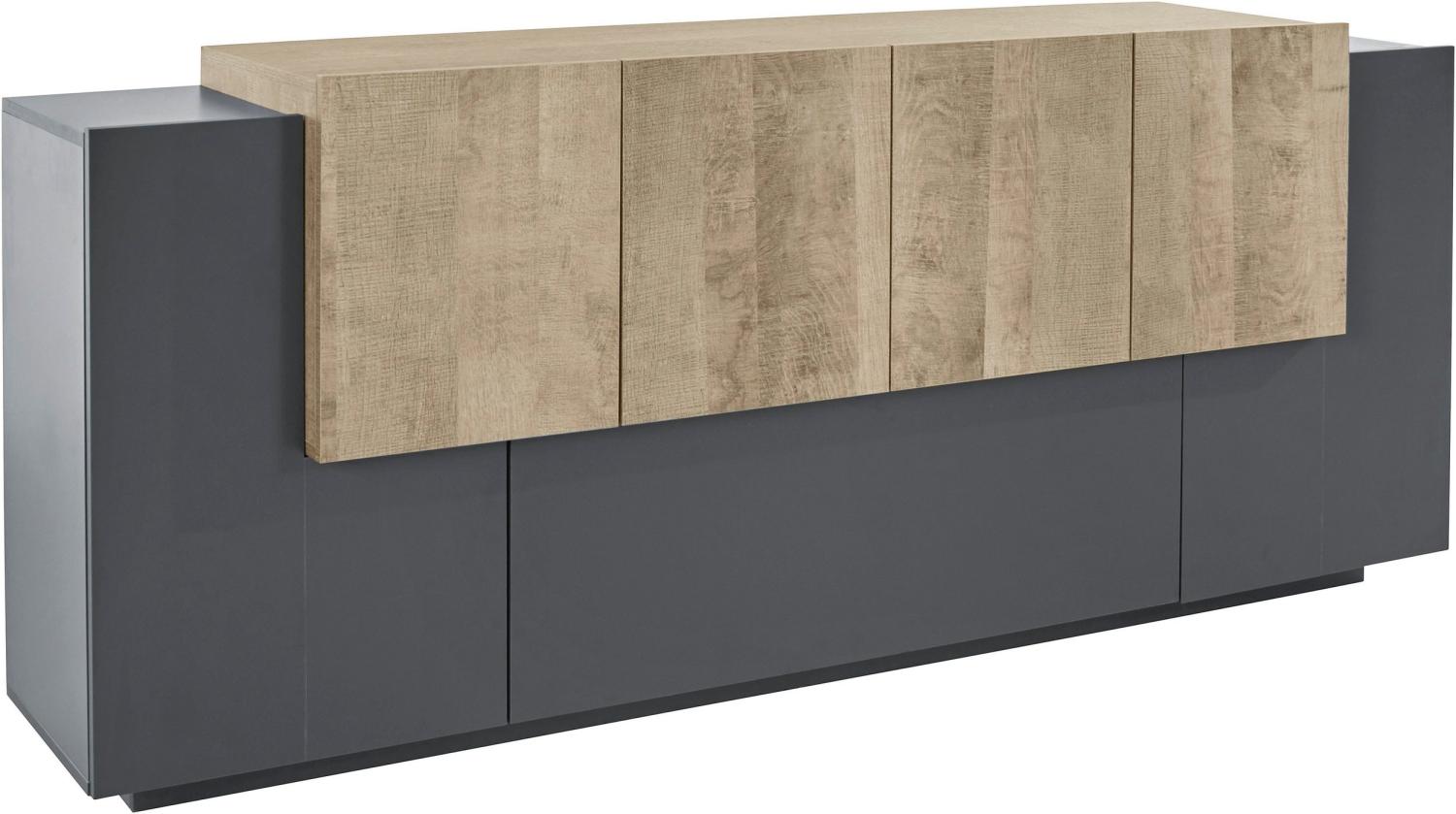 Sideboard >Coro< (BxHxT: 220x86x45 cm) in anthrazit matt/Oak - 220x86x45 (BxHxT) Bild 1