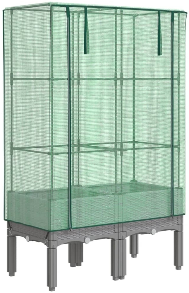 vidaXL Hochbeet mit Gewächshaus-Aufsatz Rattan-Optik 80x40x140 cm 4015861 Bild 1