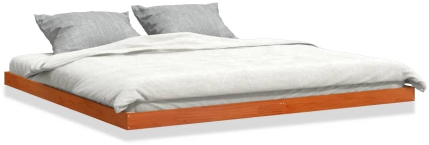 vidaXL Massivholzbett Wachsbraun 200x200 cm Kiefer 847146 Bild 1