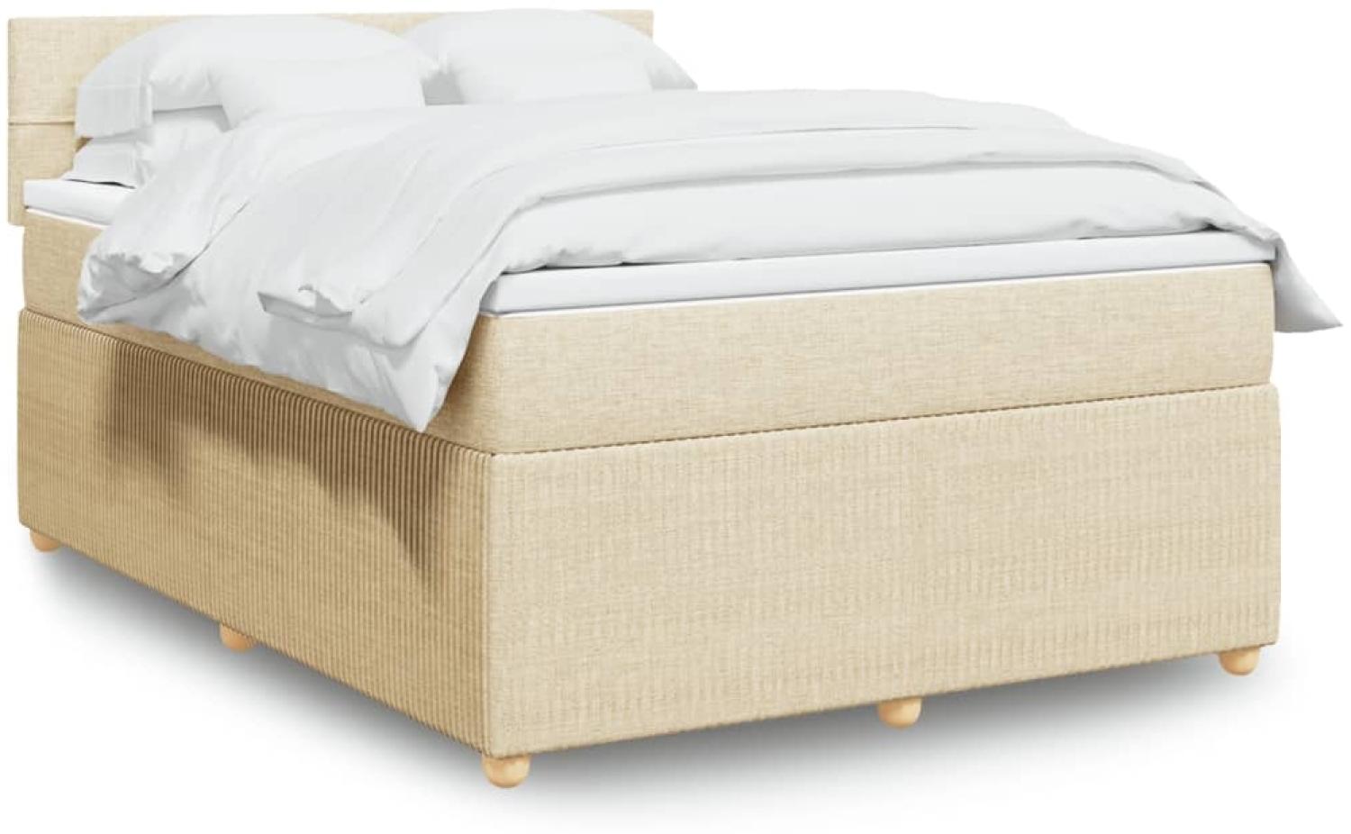 vidaXL Boxspringbett mit Matratze Creme 140x200 cm Stoff 3289784 Bild 1