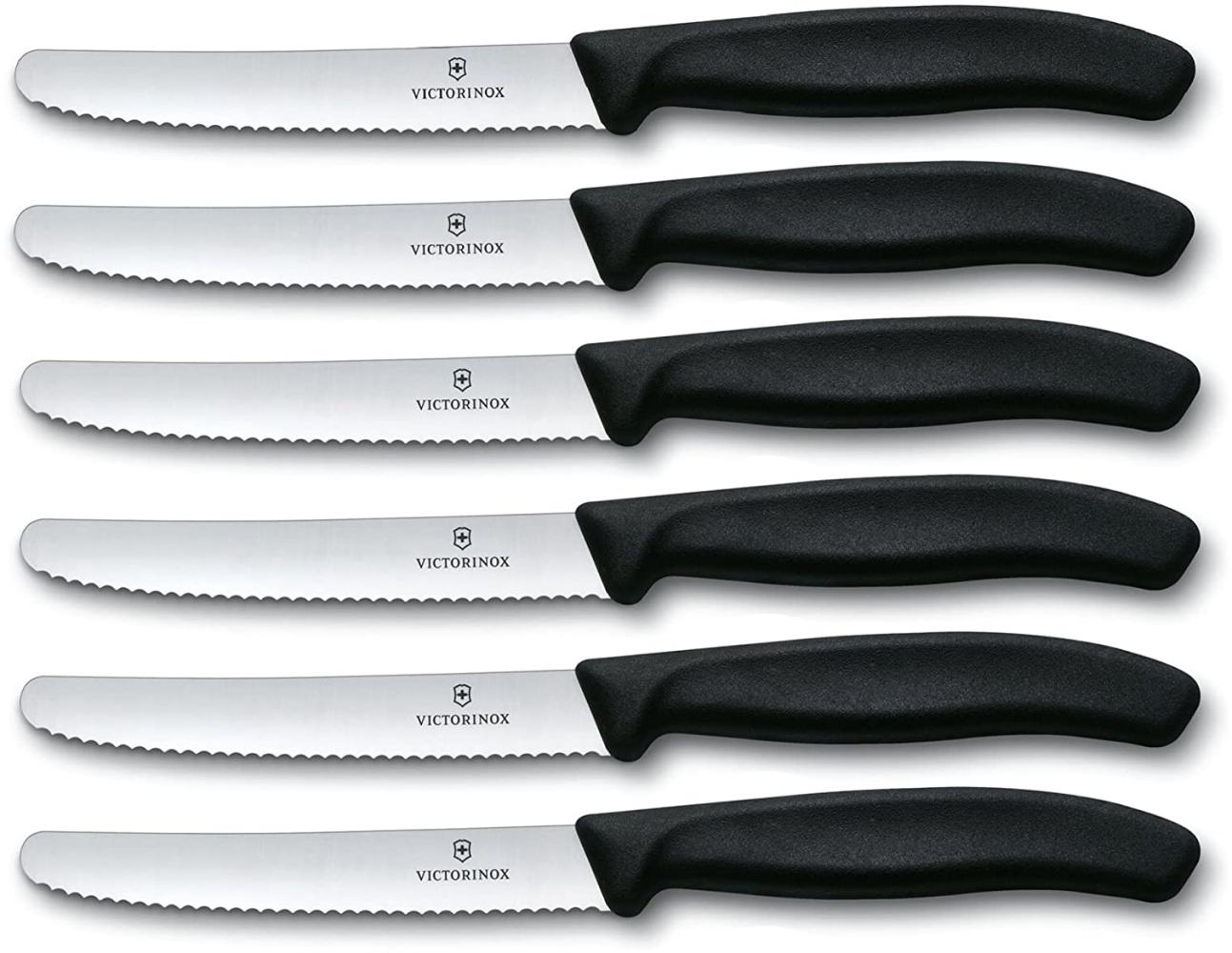 Victorinox - 6-tlg. Tafelmesser Set Swiss Classic mit Wellenschliff - Schwarz - spülmaschinengeeignet - rostfreier Edelstahl Bild 1