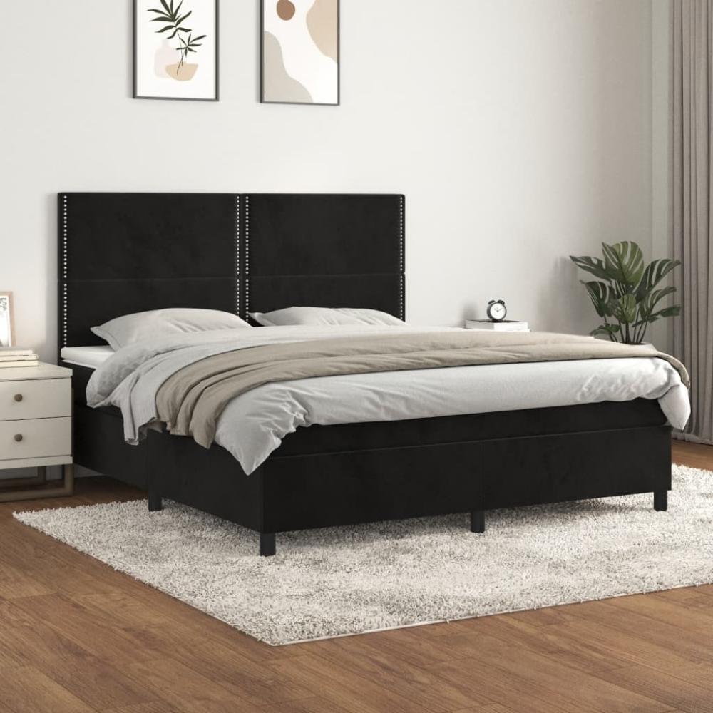 vidaXL Boxspringbett mit Matratze Schwarz 160x200 cm Samt 3142973 Bild 1