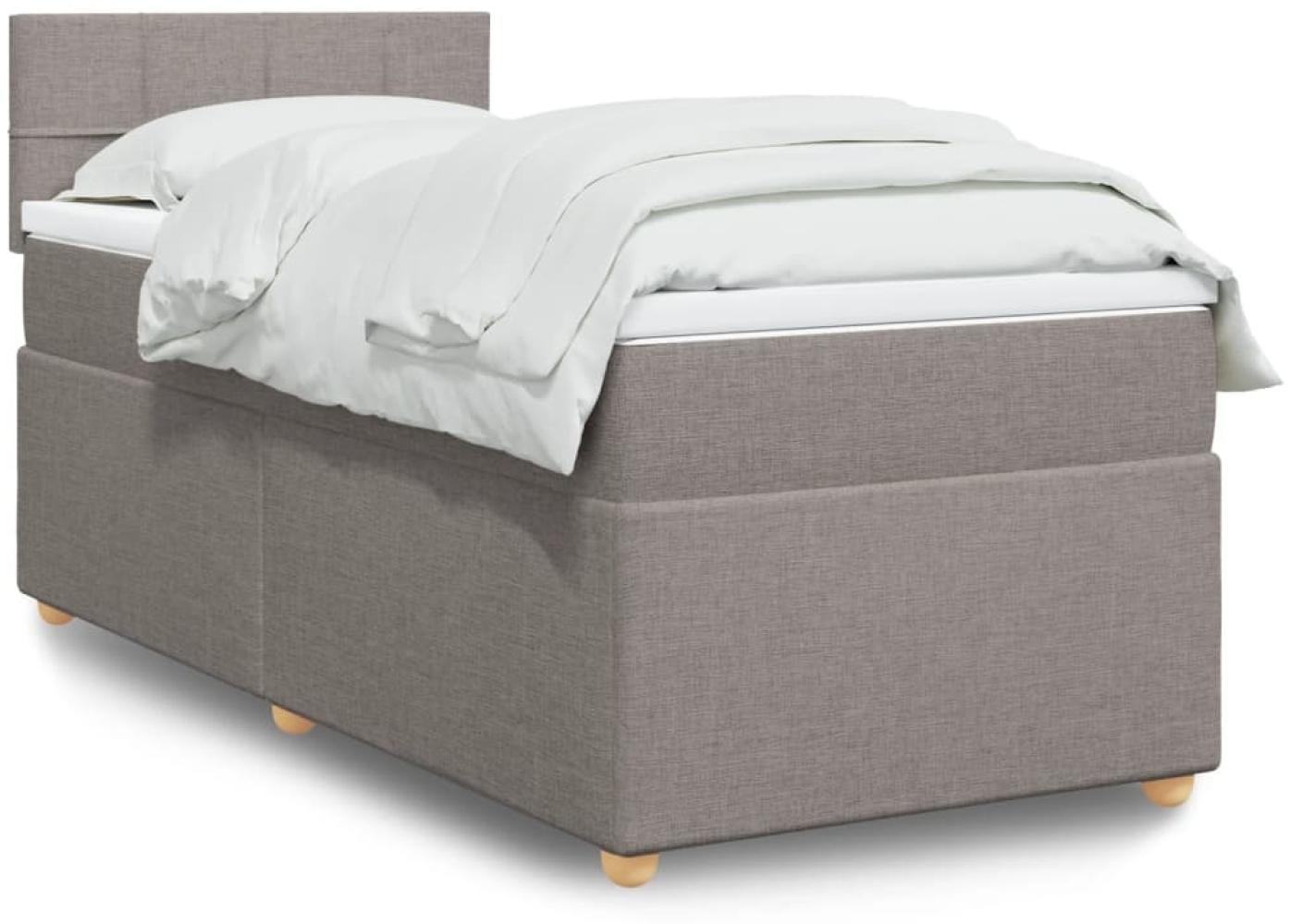 vidaXL Boxspringbett mit Matratze Taupe 100x200 cm Stoff 3288895 Bild 1