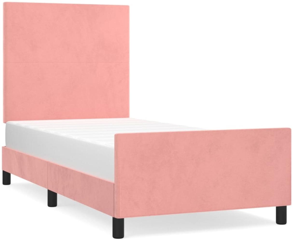 Bettgestell mit Kopfteil Samt Rosa 100x200 cm, Härtegrad: H2 [3125622] Bild 1