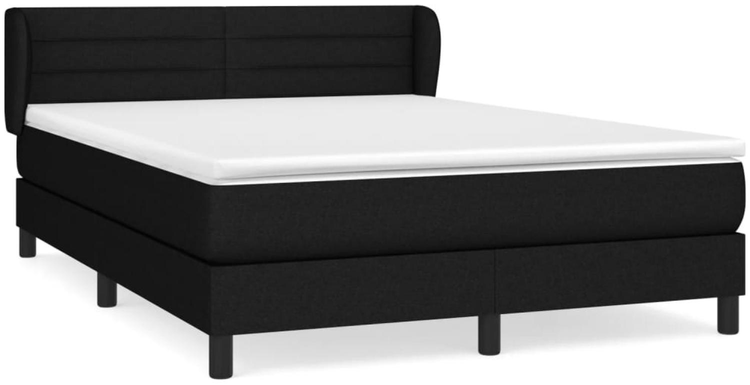 vidaXL Boxspringbett mit Matratze Schwarz 140x200 cm Stoff 3126327 Bild 1