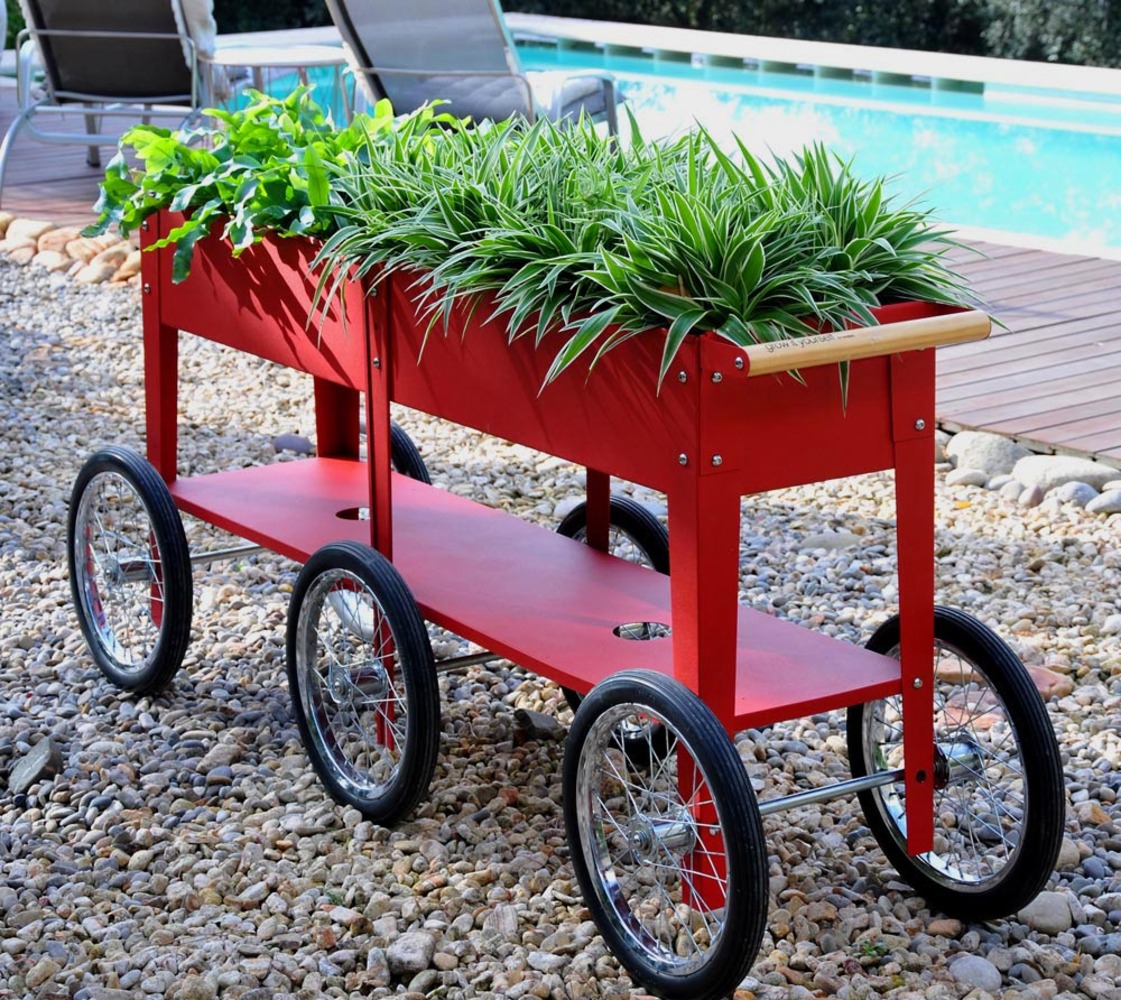 Herstera Garden Metall Hochbeet Wheels | Rot | 186x50x80 cm Bild 1