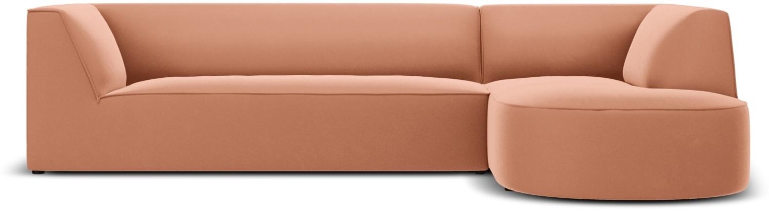 Micadoni 4-Sitzer Samtstoff Modular Ecke rechts Sofa Ruby | Bezug Pink | Beinfarbe Black Plastic Bild 1