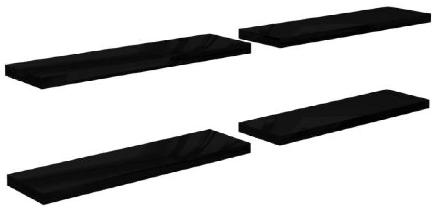 vidaXL Wandregale Schwebend 4 Stk. Hochglanz-Schwarz 90x23,5x3,8cm MDF 323777 Bild 1