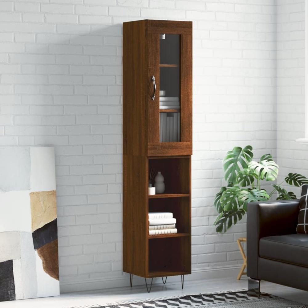 vidaXL Highboard Braun Eichen-Optik 34,5x34x180 cm Holzwerkstoff 3199400 Bild 1