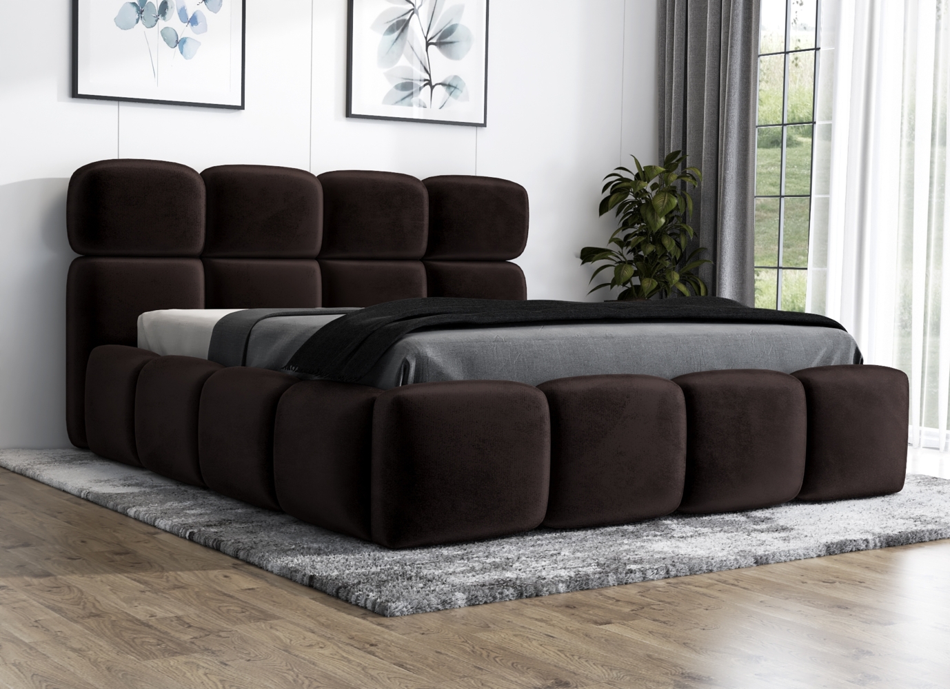 Polsterbett MONAKO 180x200 ohne Matratze mit Bettkasten und Lattenrost. Farbe: Espresso 6 Bild 1
