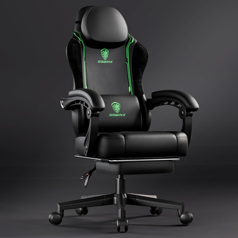 Dowinx Gaming Stuhl Racing Gamer Ergonomisch Lendenstütze 150KG Grün Bild 1