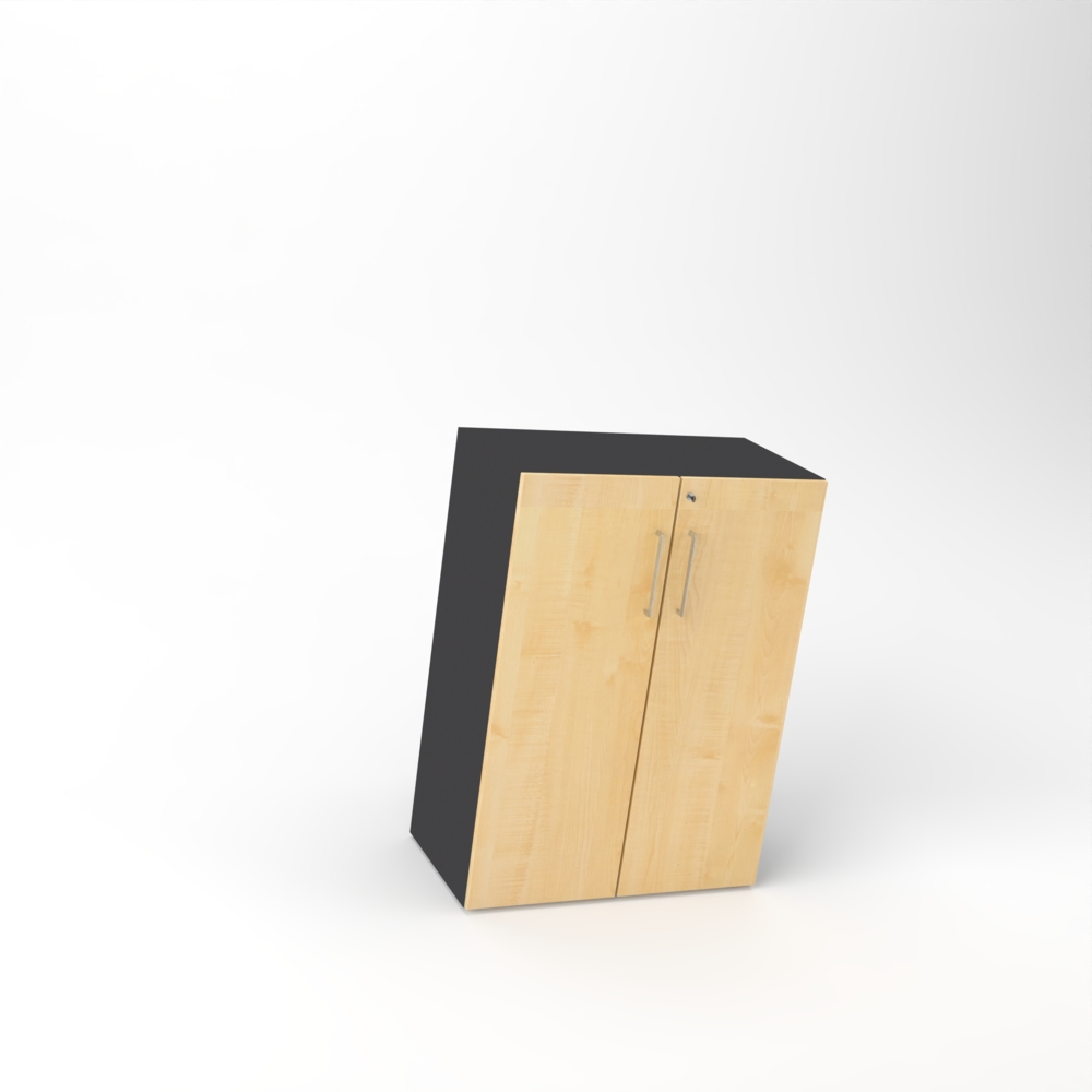 Rheinland Möbel Flügeltürenschrank Cabino 80×42×110 cm – abschließbarer Aktenschrank 3OH in Graphit/Ahorn mit 110° Drehtüren & Metallgriff Bild 1