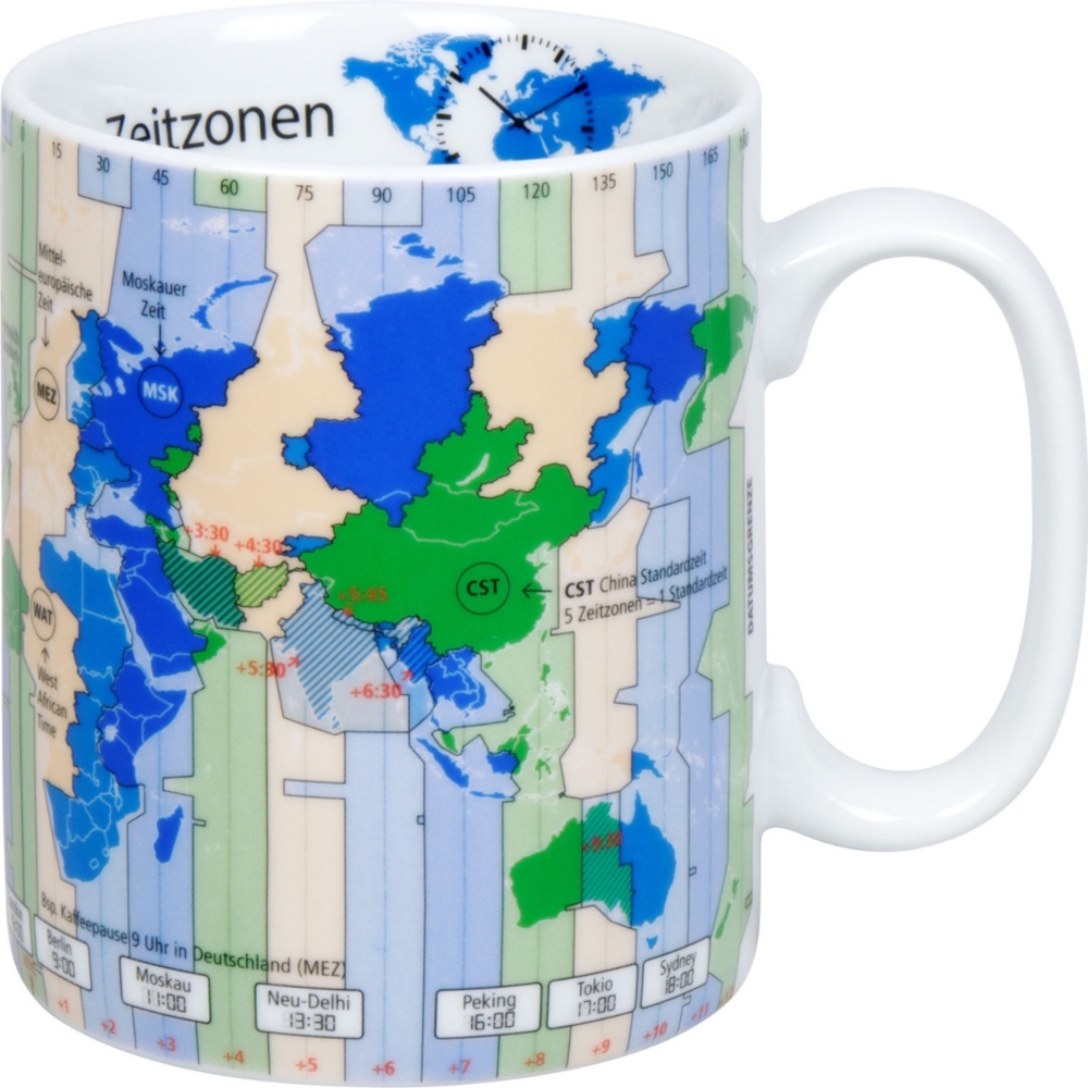 KÖNITZ 1113302990 Wissensbecher ZEITZONEN 460 ml aus Porzellan / Motivbecher Bild 1