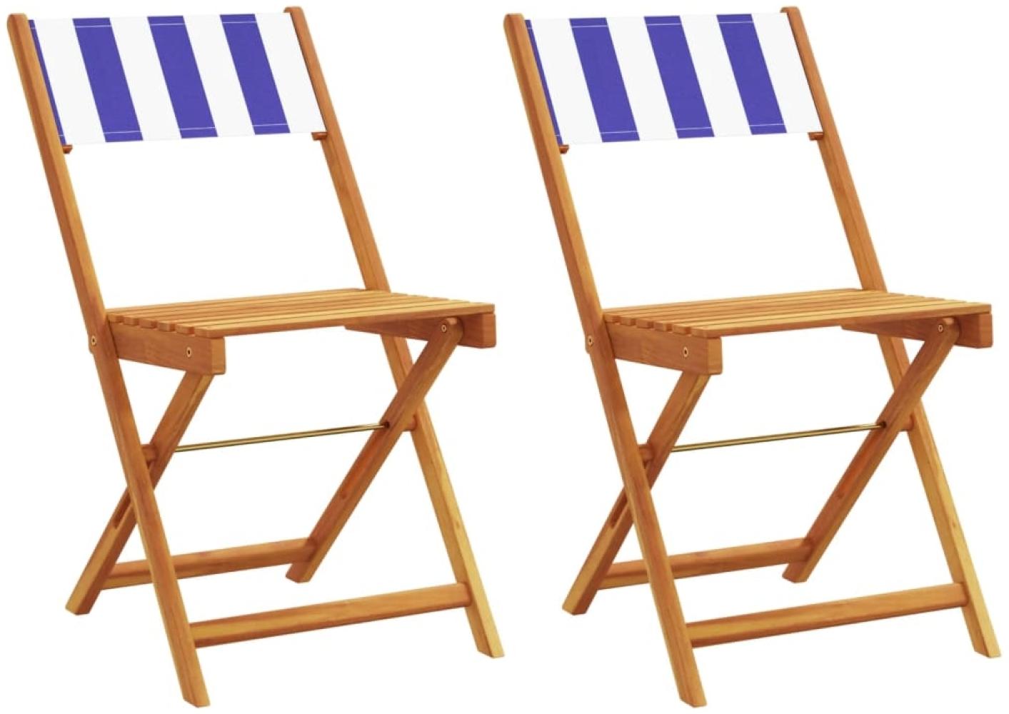 vidaXL Bistrostühle 2 Stk. Blau und Weiß Massivholz Akazie & Stoff 367686 Bild 1