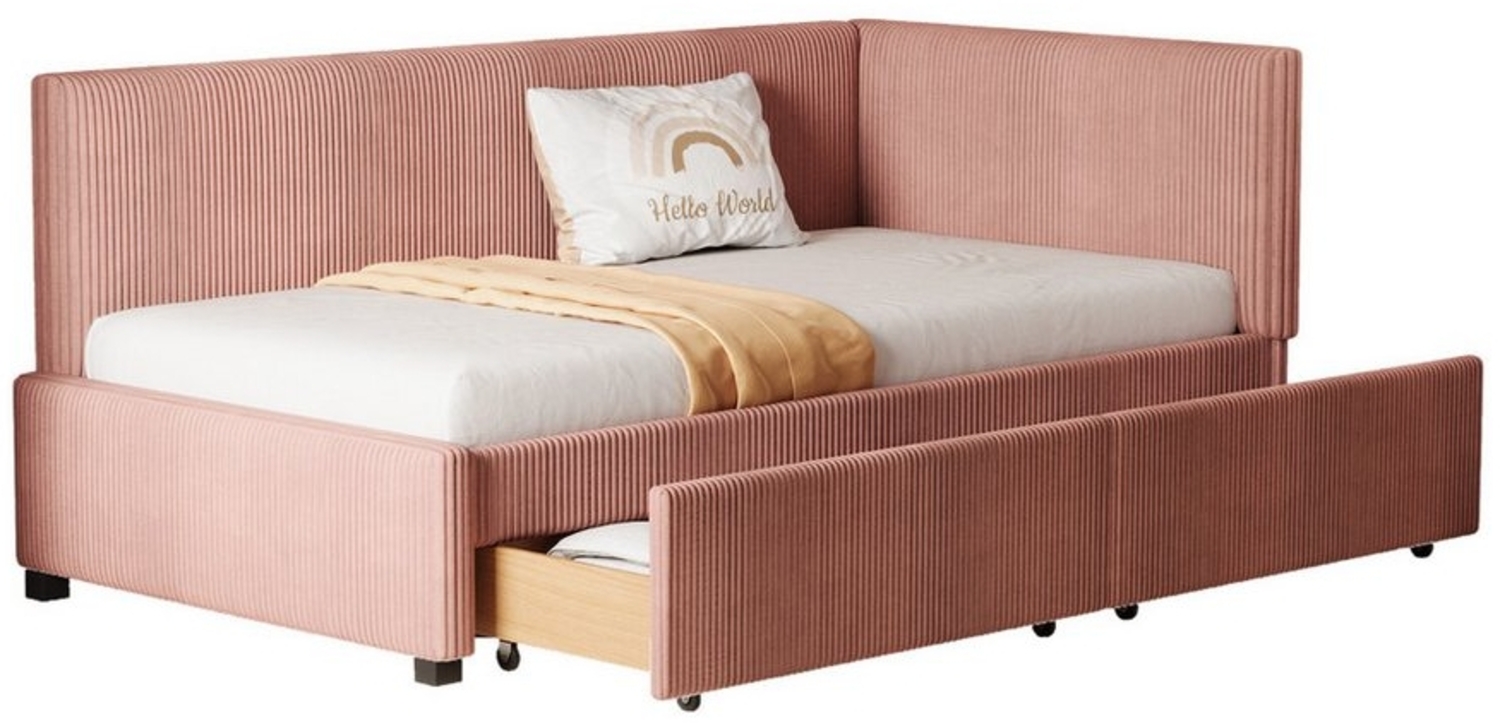 OKWISH Polsterbett Tagesbett Schlafsofa Kinderbett, Samtstoff (Daybett Einzelbett Jugendbett, inkl. Lattenrost, ideal für Schlafzimmer und kleine Wohnungen, belastbar bis 120 kg, 90x200 cm), Ohne Matratze Bild 1