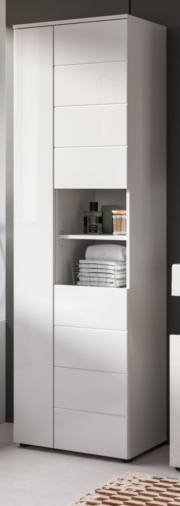 Badezimmer Hochschrank Larik in weiß Hochglanz 60 x 190 cm Bild 1