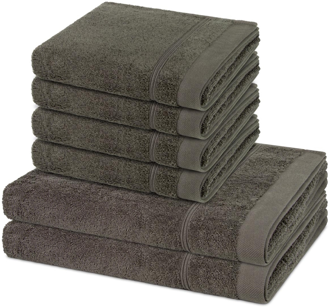 Ross Rubin 6 tlg. Frottier-Set - 4 X Handtuch (50 X 100cm), 2 X Duschtuch (70 X 140cm) - 480 - Mokka Bild 1