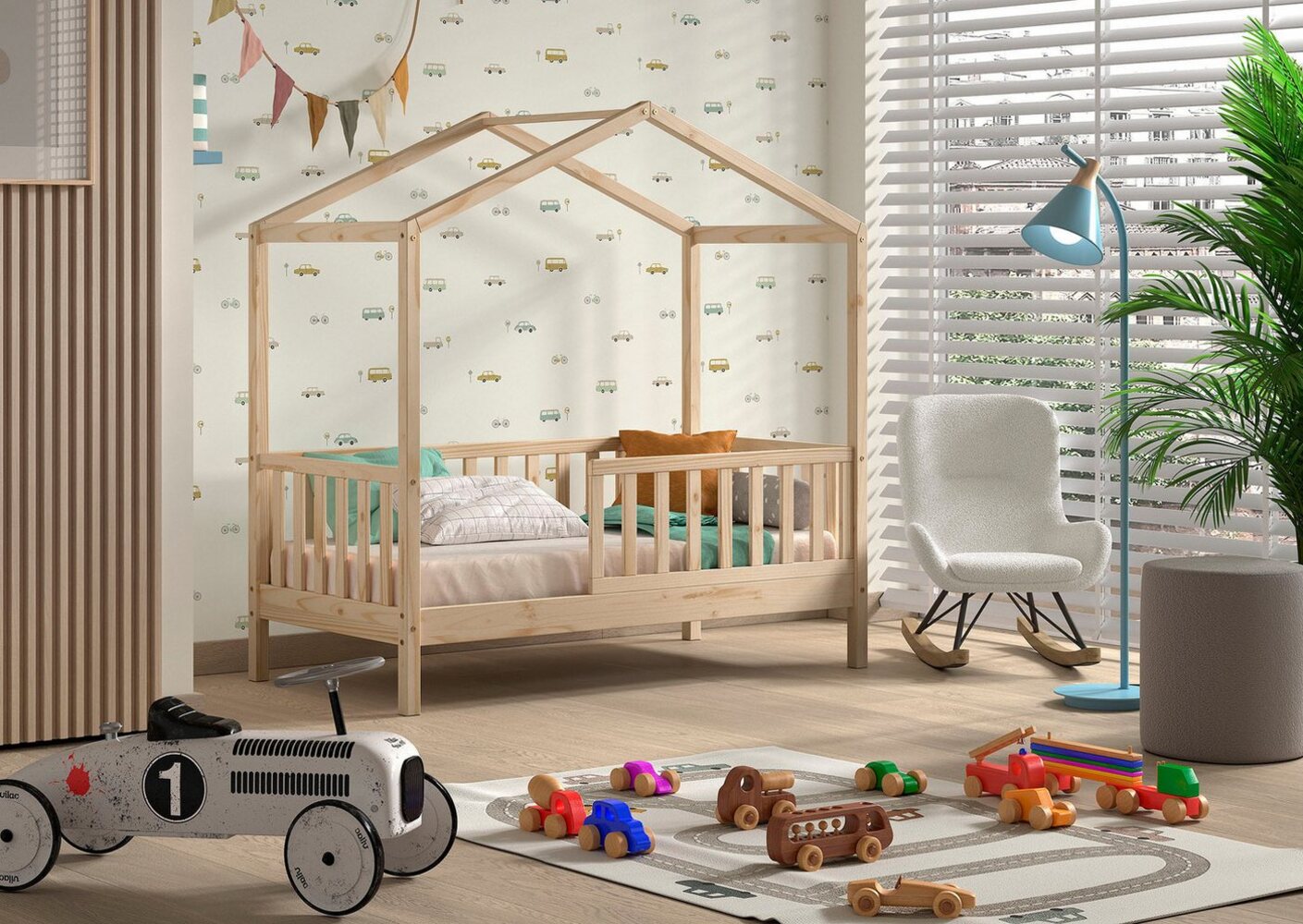 Juniorbett Dallas 148 x 75,8 x 150,6 cm Kiefernholz Natur Bild 1
