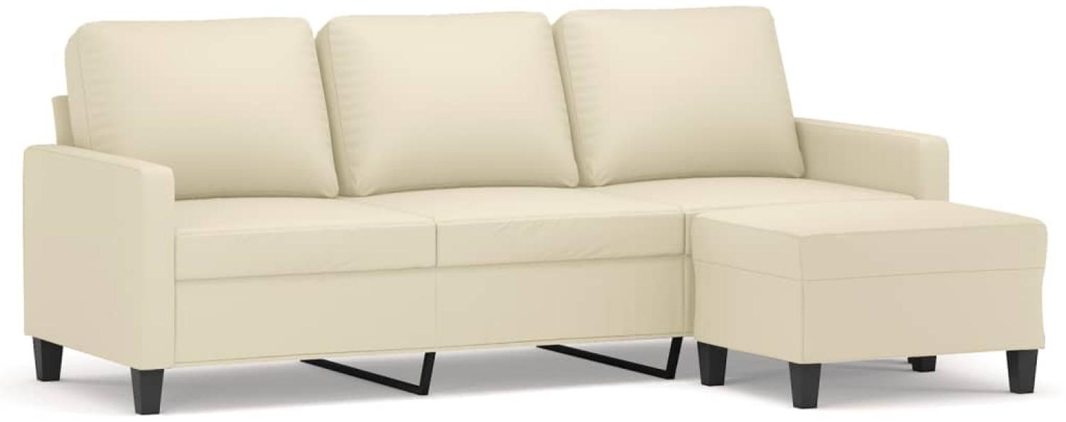 vidaXL 3-Sitzer-Sofa mit Hocker Creme 180 cm Kunstleder 3201025 Bild 1