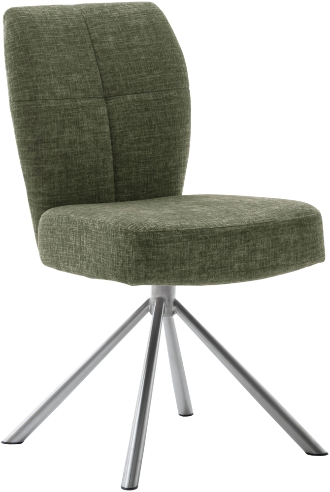 2er Set Esszimmerstuhl Kea - Olive / Edelstahl Bild 1