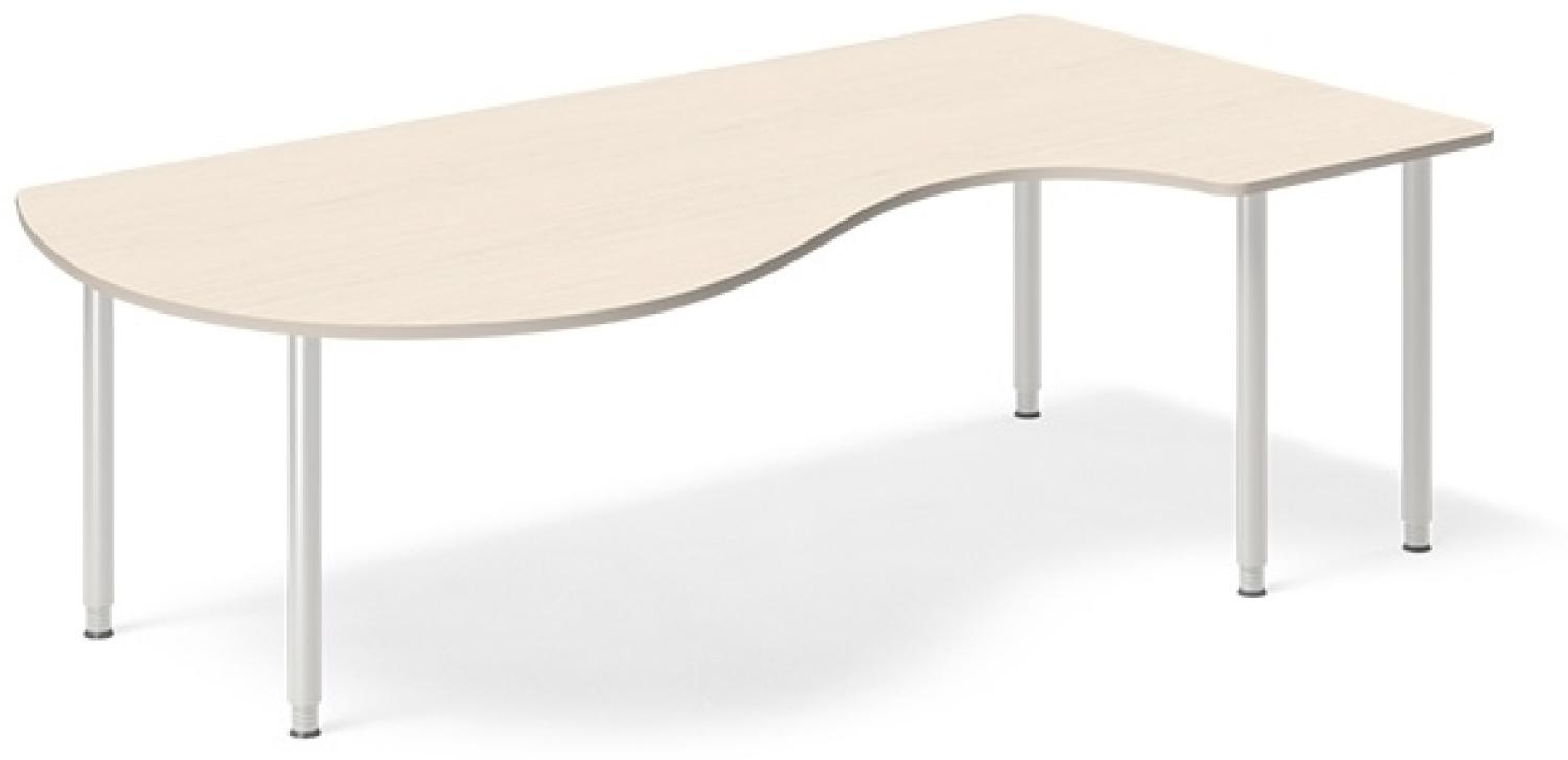 Schreibtisch DNA Birke 2365x1200 mm Rechts I-Füße/Alu grau Bild 1