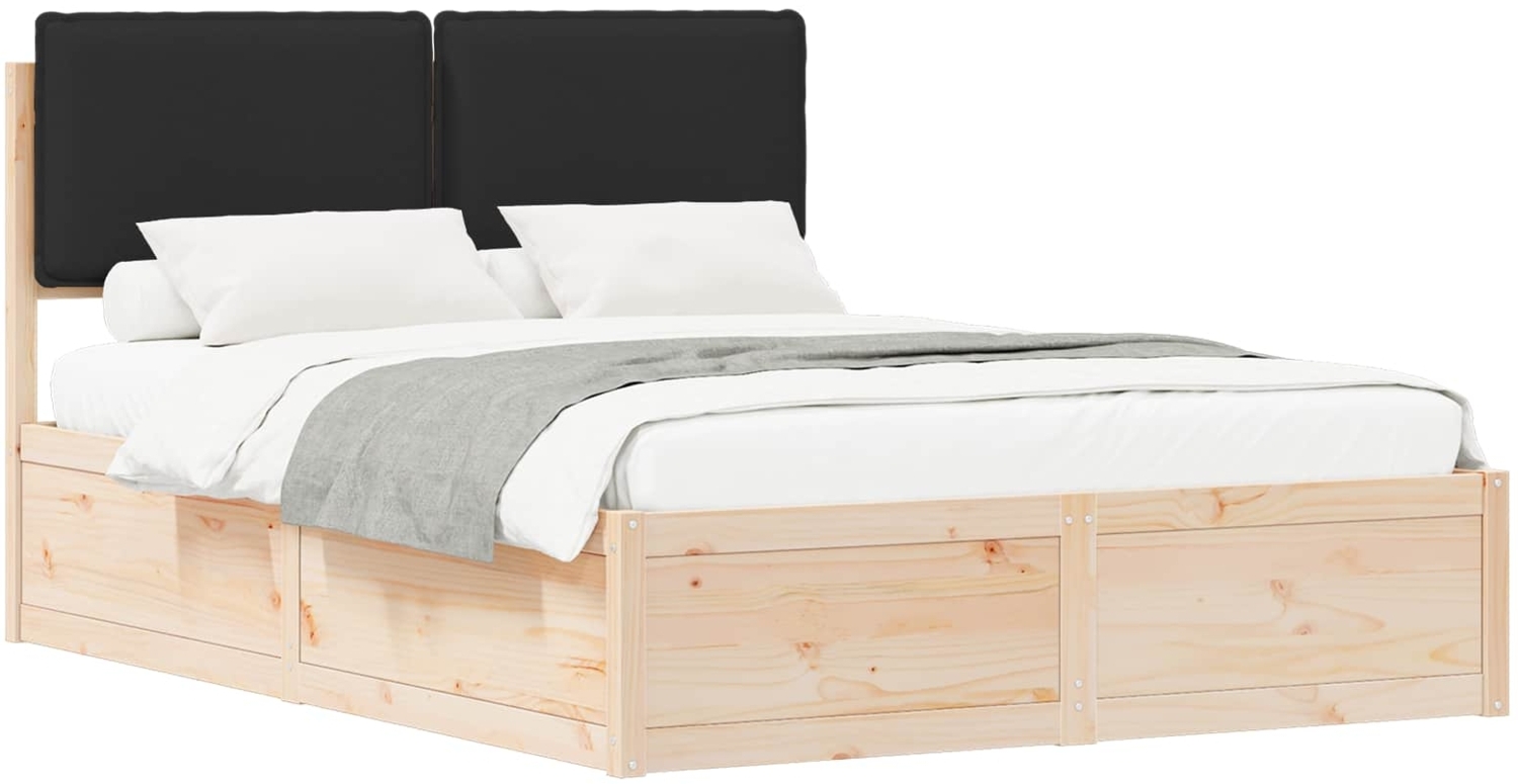 vidaXL Bettgestell mit gepolstertem Kopfteil Schwarz 135 x 190 cm 3398136 Bild 1