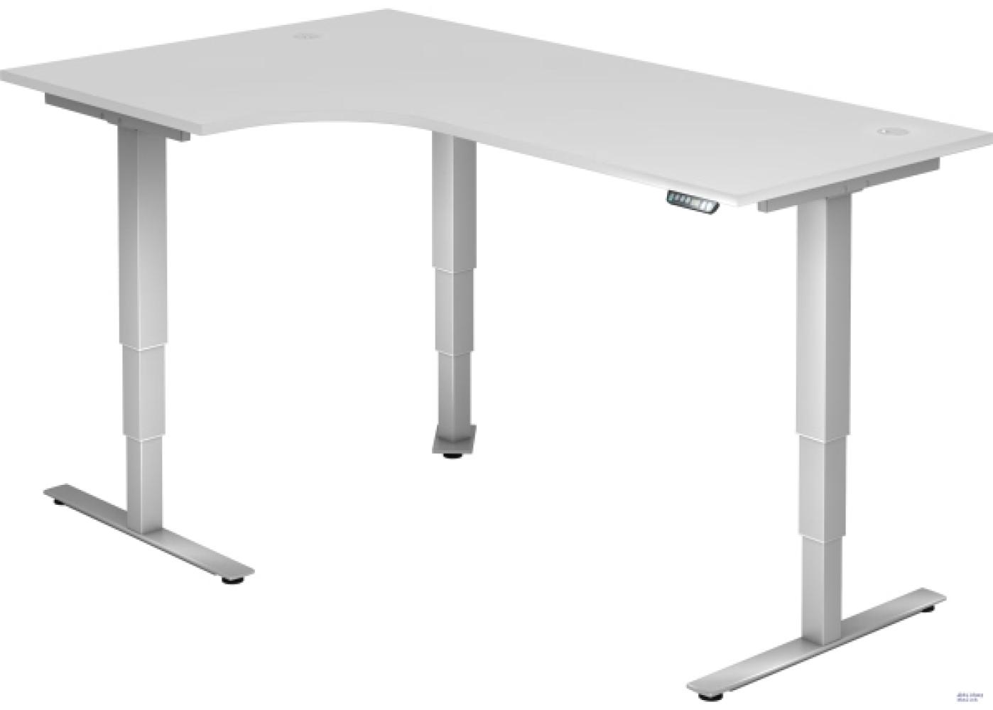 Schreibtisch 200x120x62-127cm weiß/silber elektrisch höhenv Bild 1