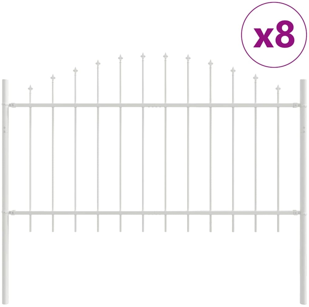 vidaXL Gartenzaun Weiß 1360 x 100 cm Pulverbeschichteter Stahl 3360173 Bild 1