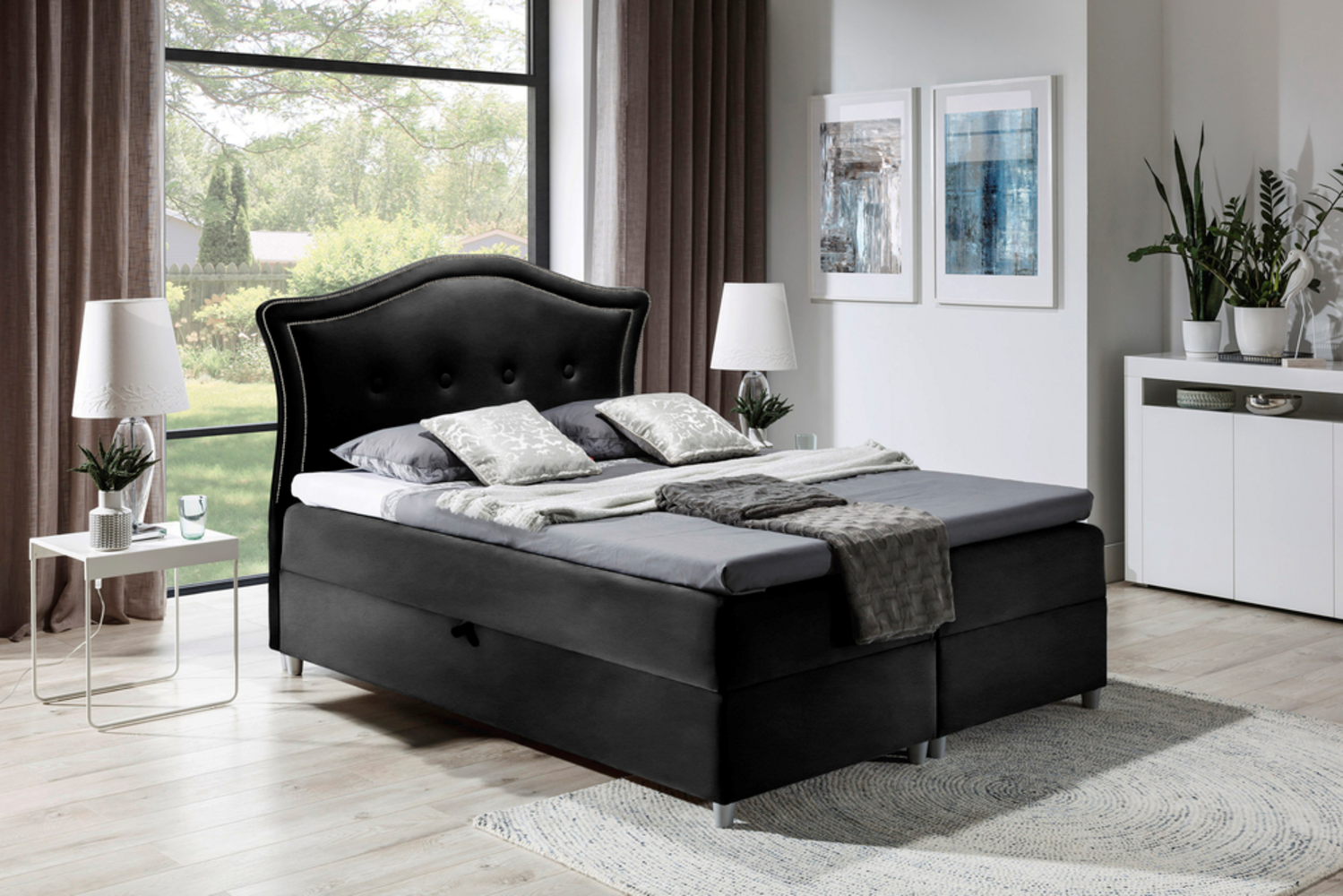 99rooms Marlon Boxspringbett Kunstleder 200x200 cm Schwarz Bild 1