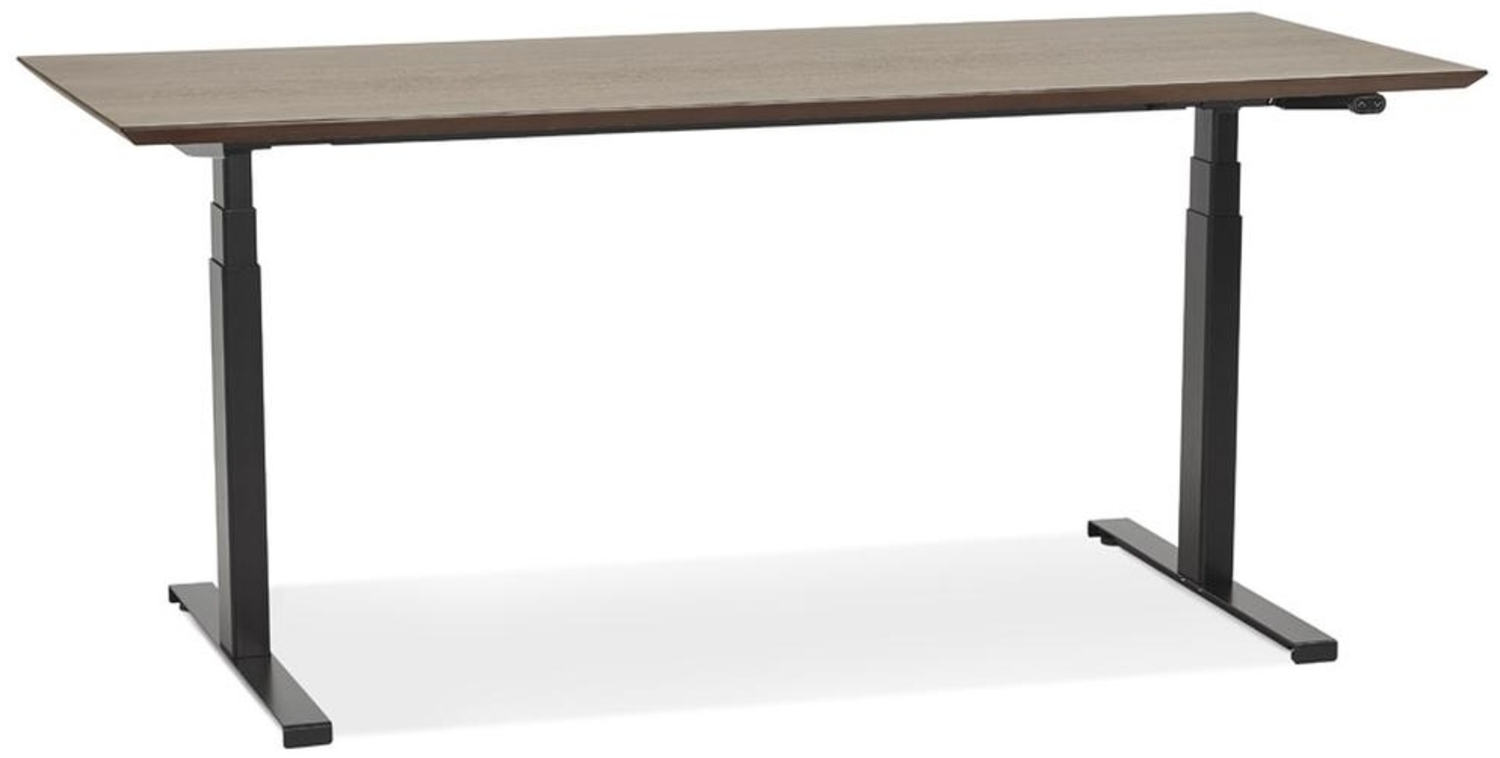 Kadima Design Bürotisch elektrisch | 180x90 cm | Höhenverstellbar Ergonomisch Modern 63-128 cm | Braun-Schwarz | Computertisch Bild 1