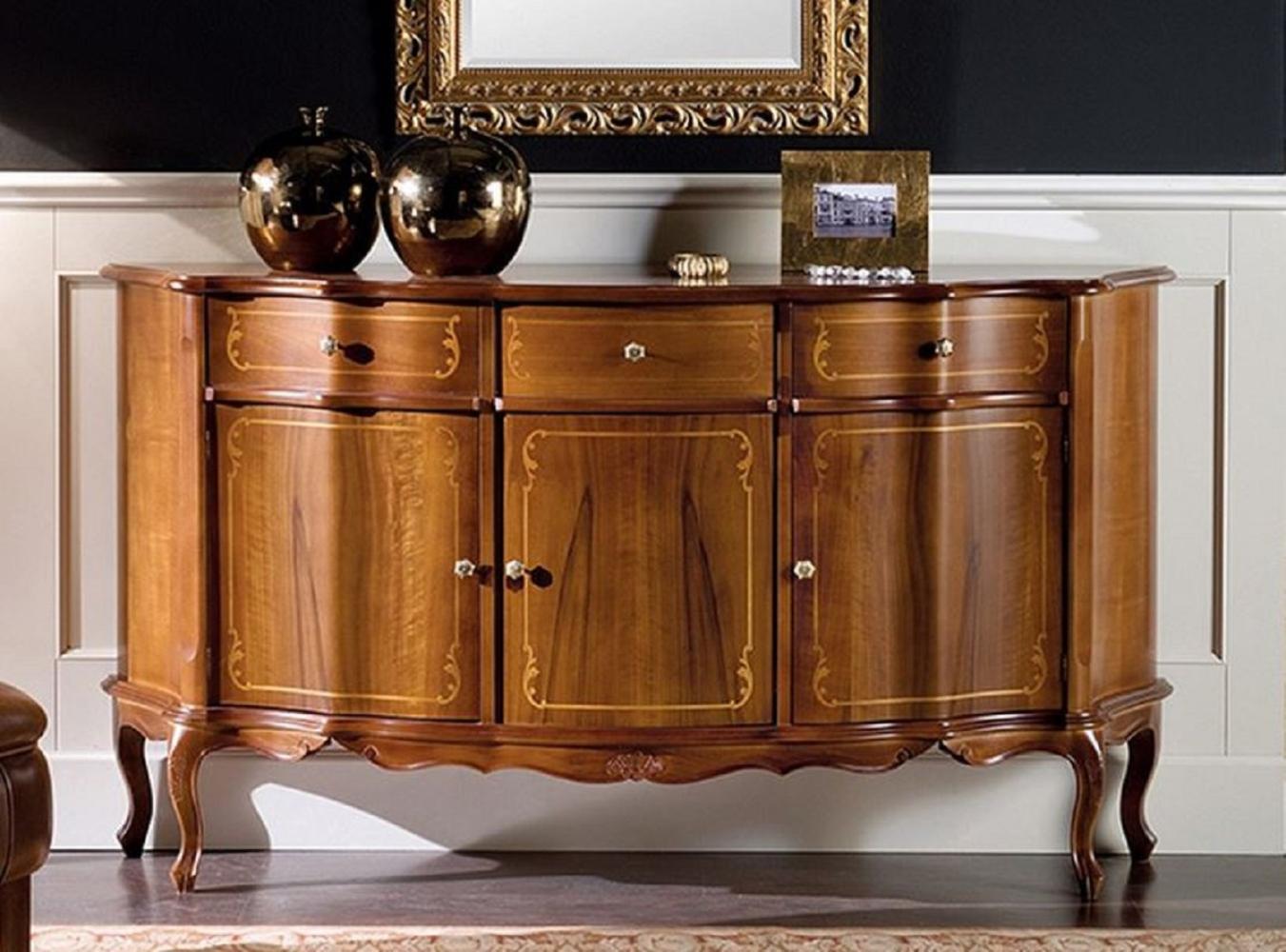 Casa Padrino Luxus Barock Sideboard Braun - Prunkvoller Massivholz Schrank mit 3 Türen und 3 Schubladen - Barock Wohnzimmer & Hotel Möbel - Luxus Qualität - Made in Italy Bild 1