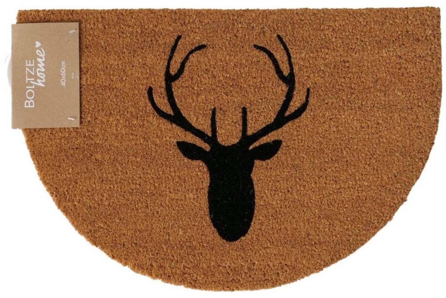 BOLTZE Fußmatte Halbrunde Fußmatte DEER natur schwarz mit Hirschkopf Deko Jagdhütte 60 Bild 1