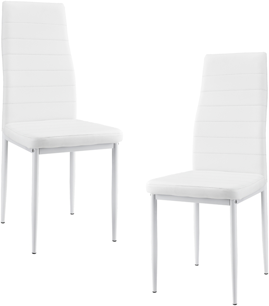 en.casa 'Lidköping' 2-er Set Esszimmerstuhl, Kunstleder weiß Bild 1