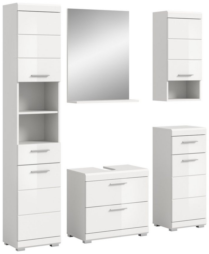 INOSIGN Badmöbel-Set Siena, 5 teilig, bestehend aus:, (Set, 5-St), Hochschrank, WBU, Spiegel, Unterschrank, Hängeschrank Bild 1