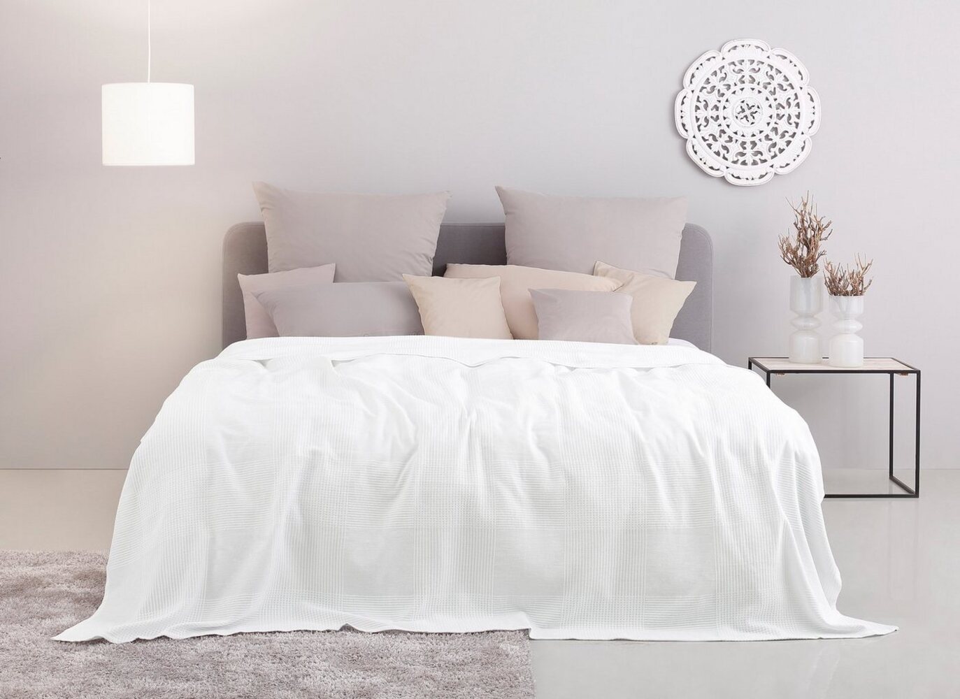 my home Tagesdecke Mira, leichte Tagesdecke aus 100% Baumwolle, uni Überwurf, ohne Füllung Bild 1