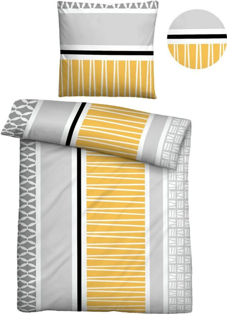 Traumhaft schlafen - Castell - Markenbettwäsche Baumwoll Renforce Bettwäsche 0040793 MUSTERMIX, mais, 1x 135x200 cm + 1x 80x80 cm Bild 1