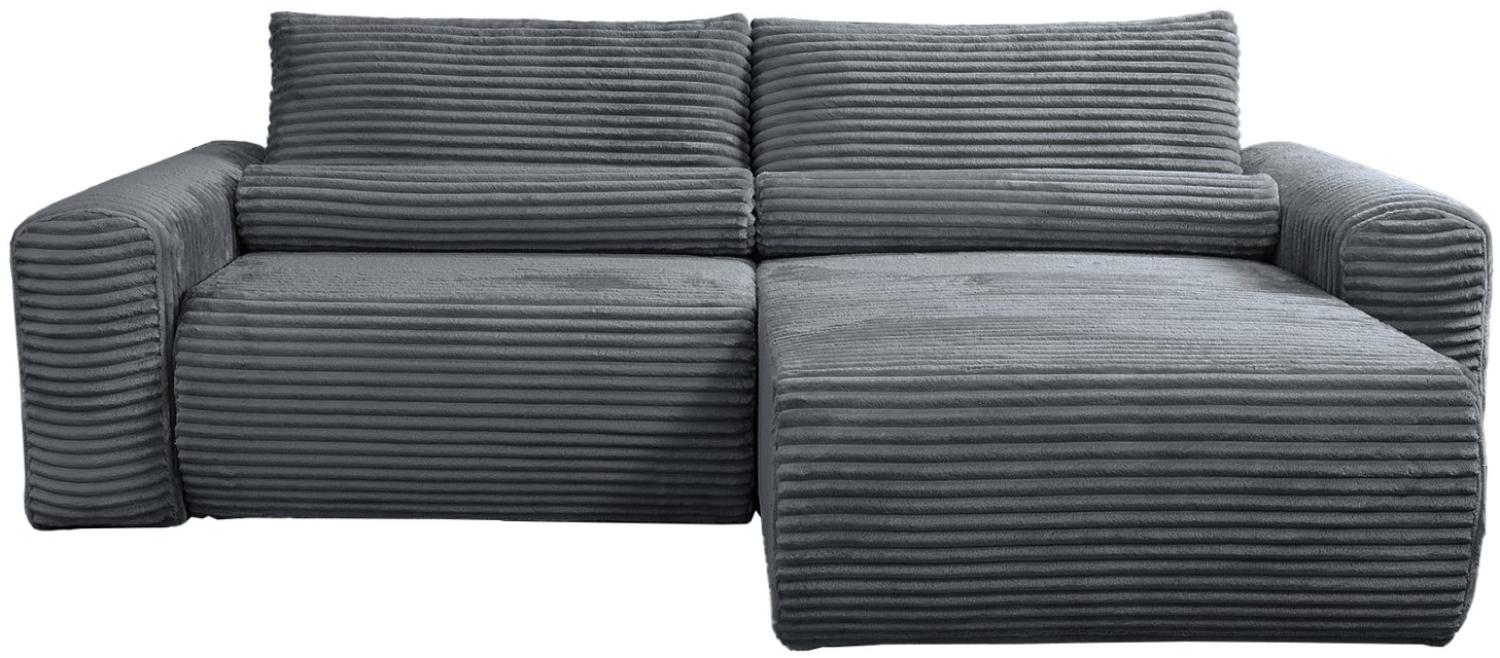 Selsey Leo - Ecksofa beidseitig montierbar mit Cordbezug und Schlaffunktion, grau Bild 1