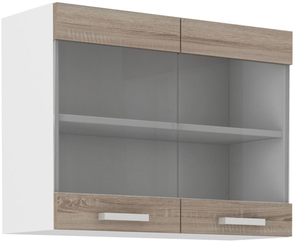 Küchen Glashängeschrank 80 cm für das Modell „Dave 240 Eiche Sonoma Trüffel“ Bild 1