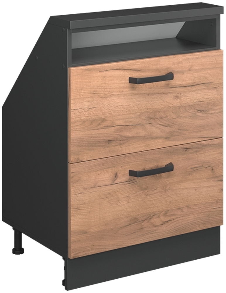Dachschrägenschrank Rion Goldkraft Eiche/Anthrazit mit 2 Schubladen Vicco Bild 1