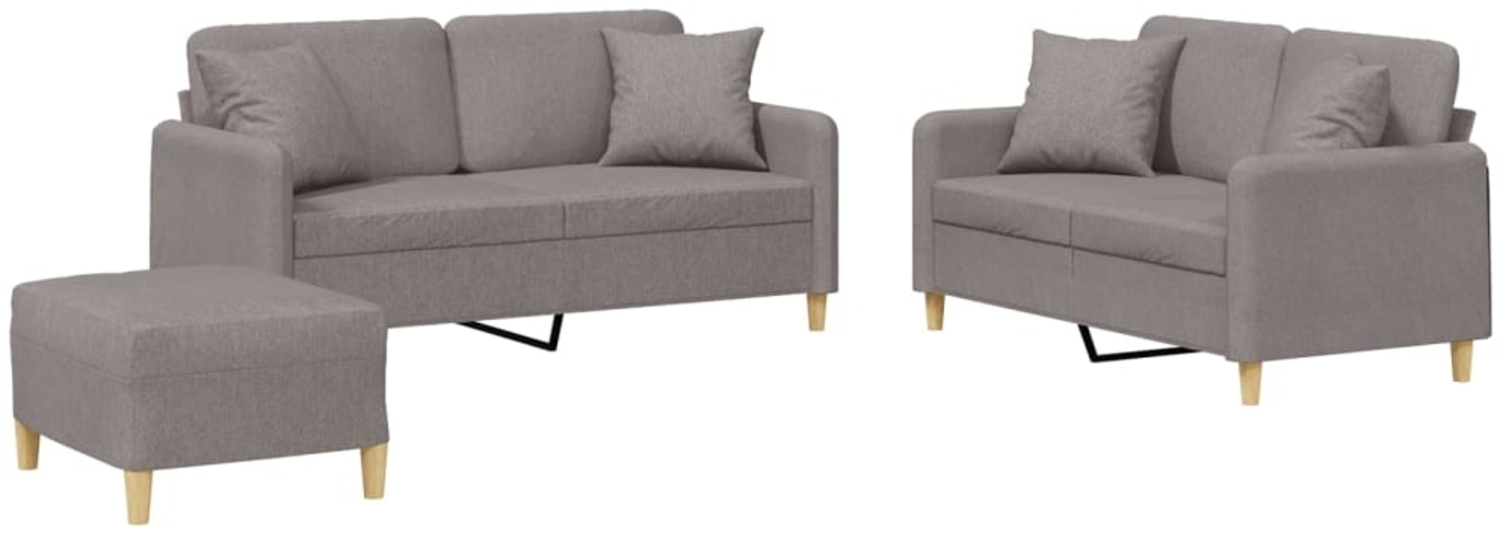 vidaXL 3-tlg. Sofagarnitur mit Kissen Taupe Stoff 3202117 Bild 1