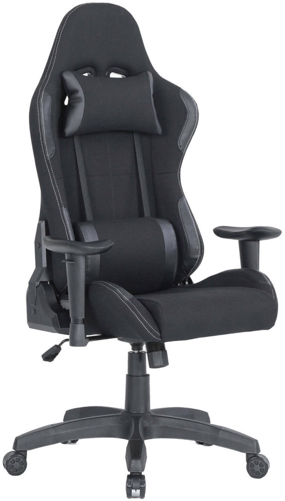 Dmora Stuhl mit Rädern Mindy, Gaming-Sessel für Erwachsene, Schreibtischstuhl, 57x72h124/134 cm, Schwarz Bild 1