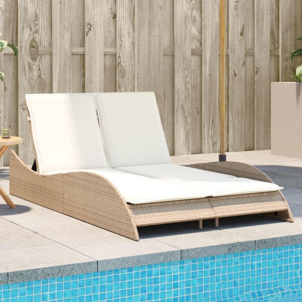 vidaXL Sonnenliege mit Auflagen Beige 114x205x73 cm Poly Rattan 368291 Bild 1