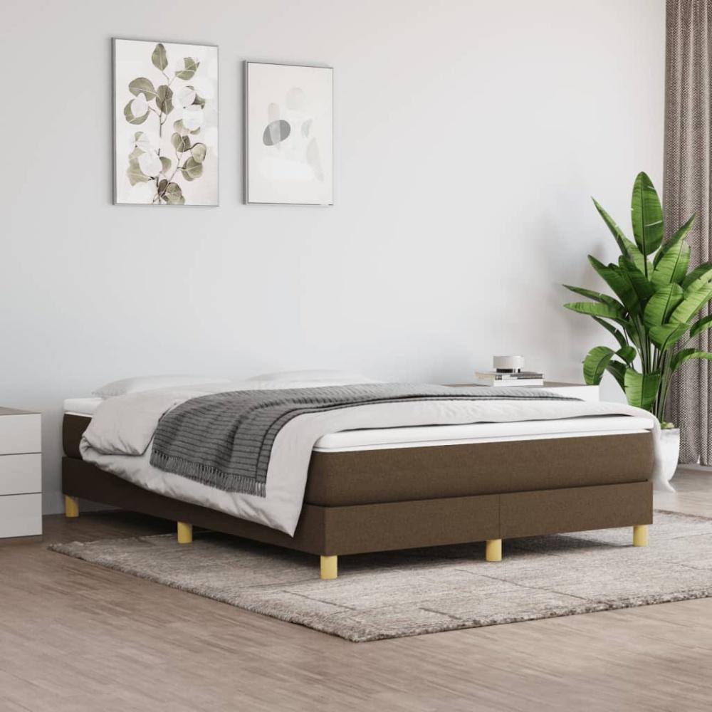 vidaXL Boxspringbett mit Matratze Dunkelbraun 140x200 cm Stoff 3144178 Bild 1