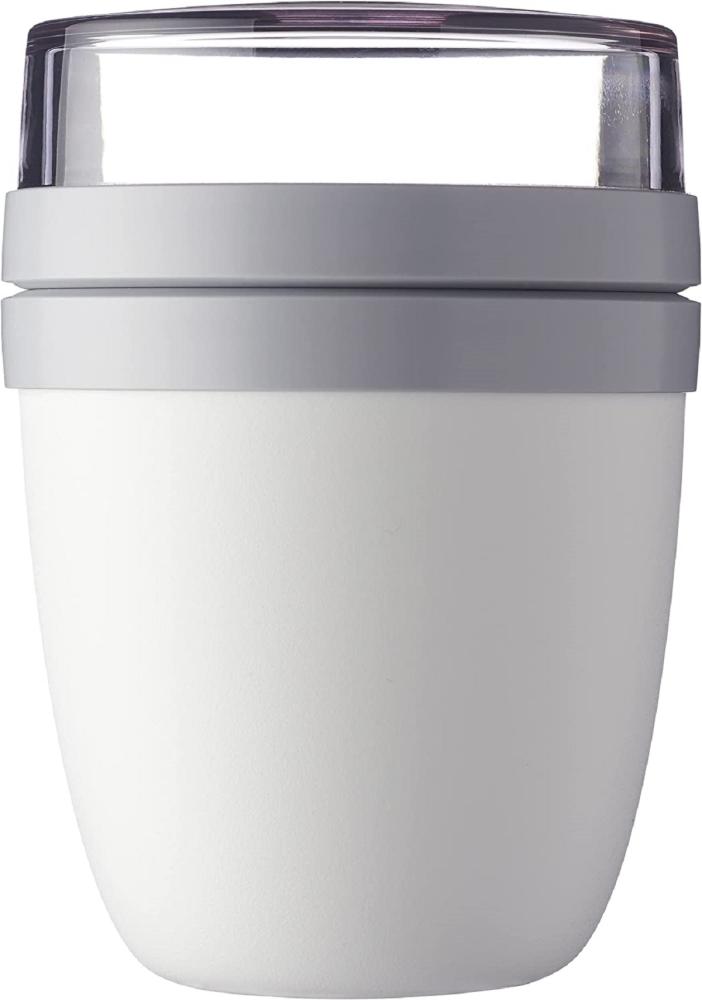 Mepal | Lunchpot Ellipse | Praktischer Müslibecher | Joghurtbecher To Go | geeignet für Tiefkühler, Mikrowelle & Spülmaschine | 500 + 200 ml | Nordic White Bild 1