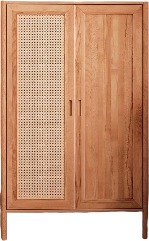 Kleiderschrank Zola Kernbuche massiv mit Rattan 108x175 cm mit 2 Türen Bild 1