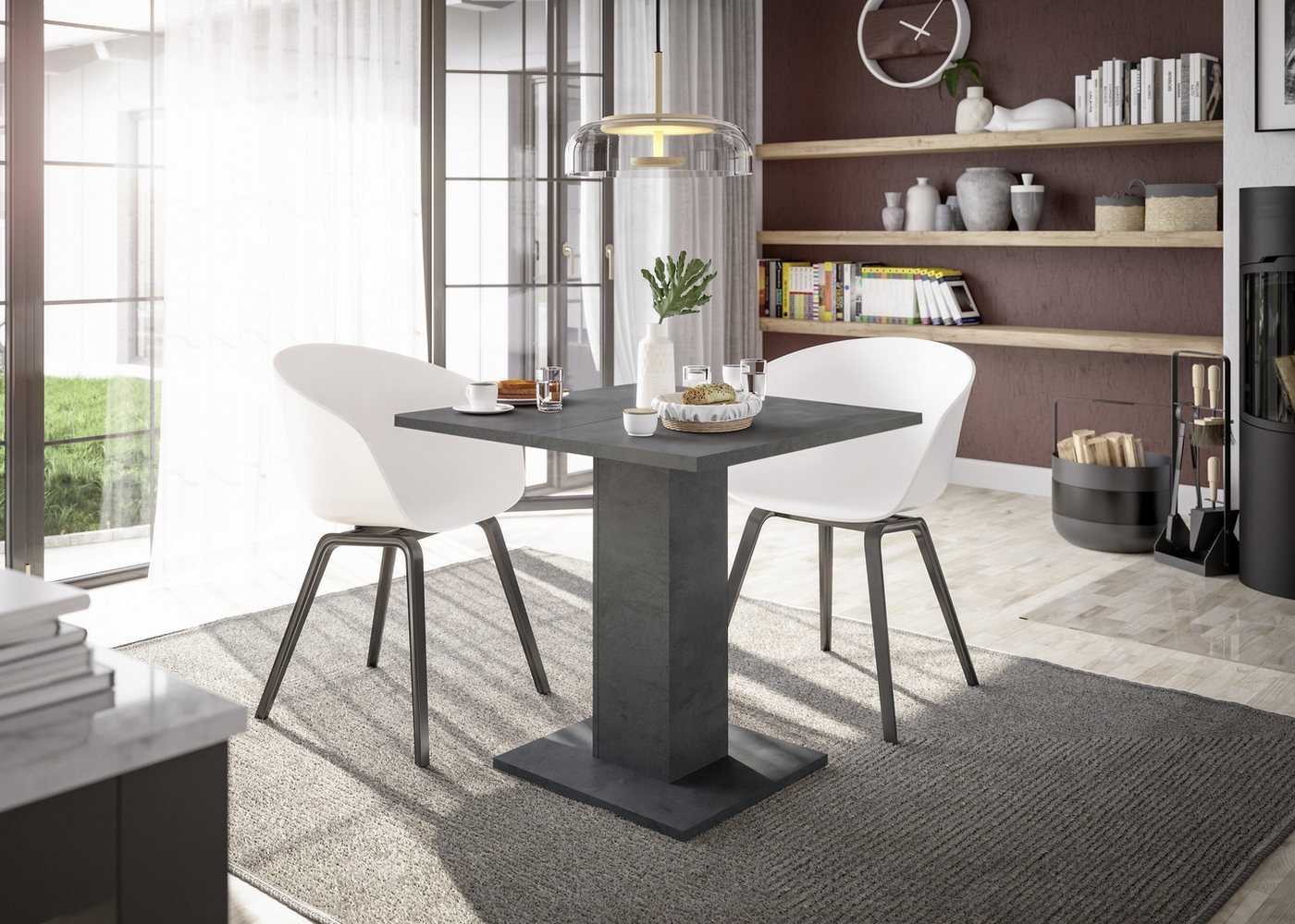 Mäusbacher Säulen-Esstisch (ausziehbar) in graphit - 80x76x80cm (BxHxT) (ausziehbar) Bild 1