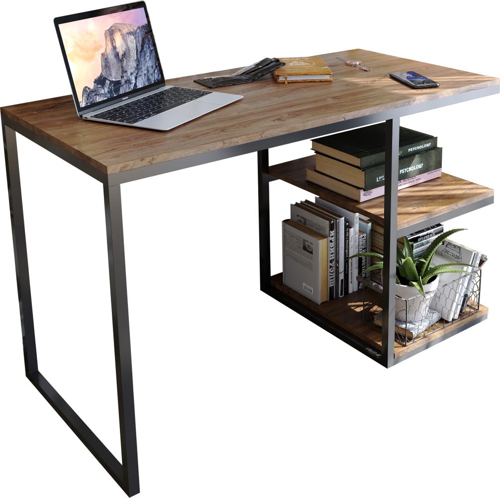 Domando Schreibtisch Capoliveri Modern für Büro Breite 120cm, Metallgestell pulverbeschichtet in Schwarz und Eiche Stirling Bild 1