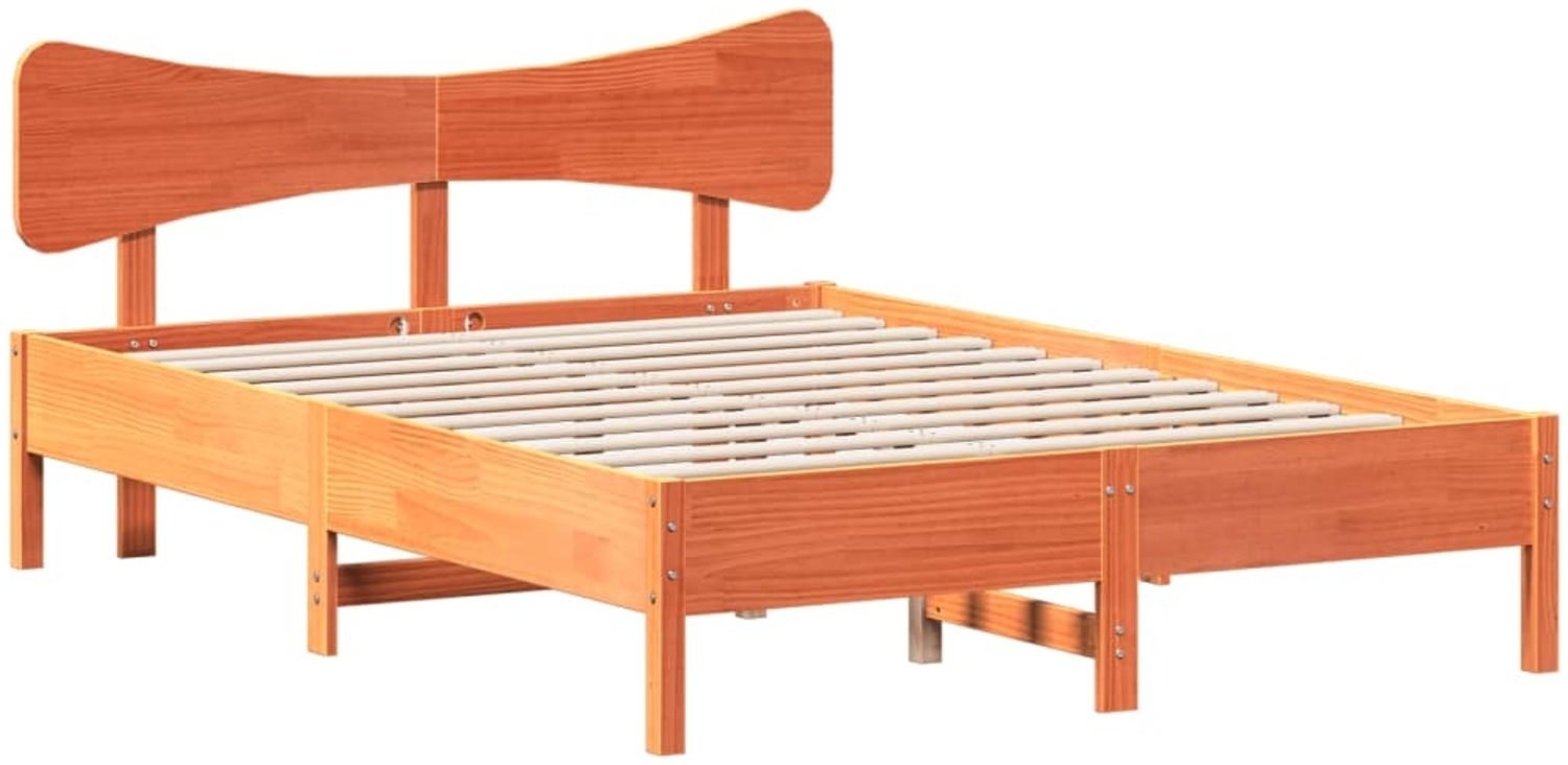 vidaXL Massivholzbett ohne Matratze Wachsbraun 120x200 cm Kiefernholz 3328237 Bild 1